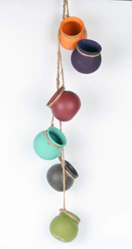 6PCS 4.0 Inch Hanging Succulent Planters Dangling Ceramic Pot Wall or Ceiling Mount Hanging Ceramic Plant Pot Hanging Planter Hanging Pendant Hanging Basket Succulent Planter/Succulent Cactus/