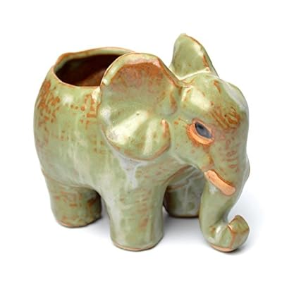 Green elephant-shaped planter