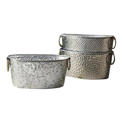 Oval Assorted Galvanized Tubs with Metal Handles - 1 Per Order