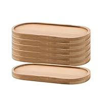 T4U 6.50 Inch Oval Bamboo Tray Sandy Beige Set of 6