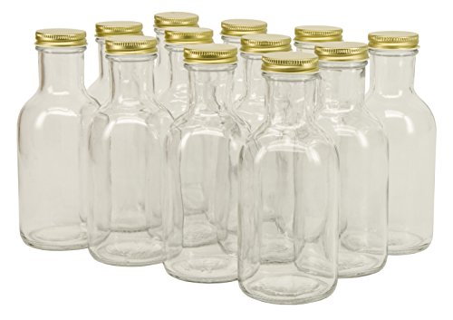 North Mountain Supply 12 Ounce Glass Stout Sauce Bottle 38 CT - With Gold Lids - Case of 12
