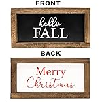 Cam n Honey Reversible Hello Fall/Merry Christmas Rustic Wood Sign-Farmhouse Home Decor