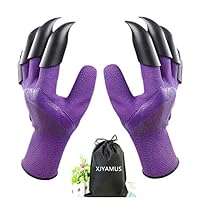 Garden Genie Gloves, Waterproof Garden Gloves with Claw For Digging Planting, Best Gardening Gifts for Women and Men. (Purple)