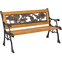 Best Choice Products Outdoor Safari Animals Kids Aluminum & Wood Park Bench Home & Garden