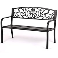 FDW Patio Park Garden Bench Porch Path Chair Outdoor Deck Steel Frame New