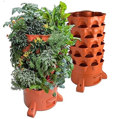 Garden tower filled with herbs
