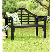 Plow & Hearth 62A79-BK Lutyens Eucalyptus Wood Garden Bench, Black
