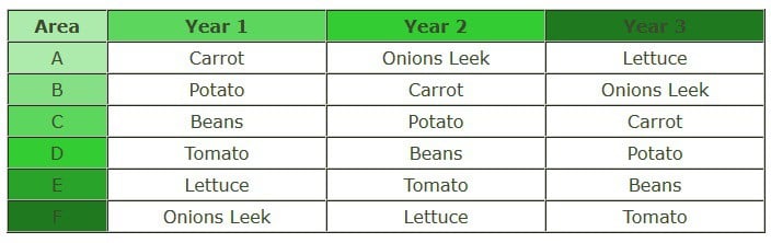 Crop rotation plan for a new garden