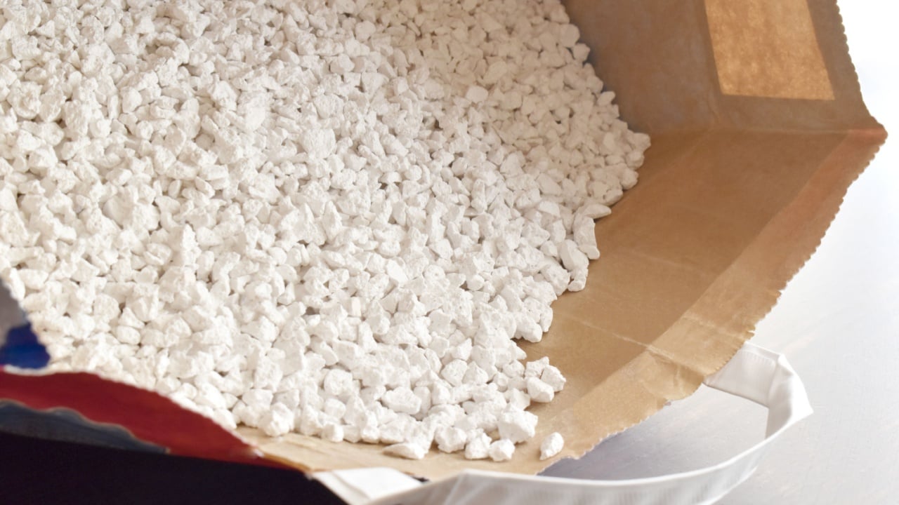 Cat litter in a paper bag.