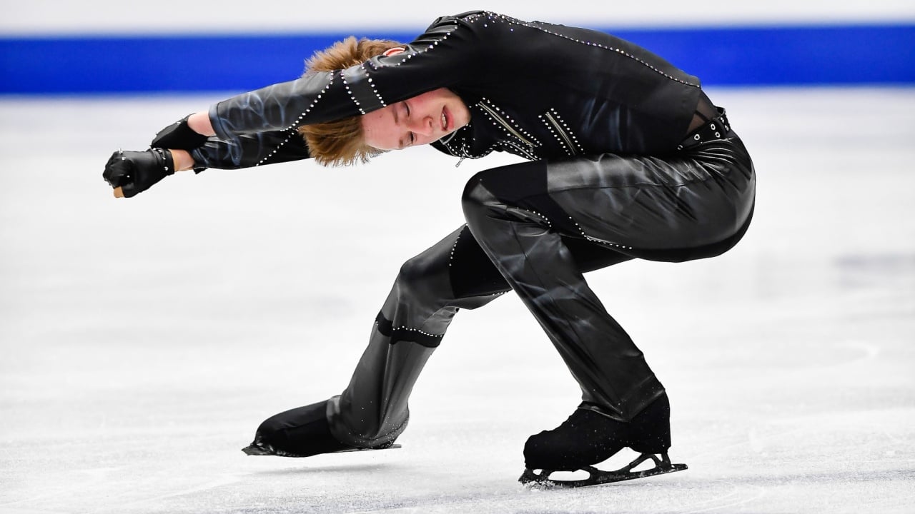 Montpellier, FRANCE - 24th march 2022: Ilia MALININ (USA) performs men short program at World Figure Skating Championship Montpellier 2022