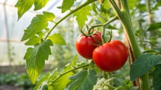 Tomato growing in field in natural background