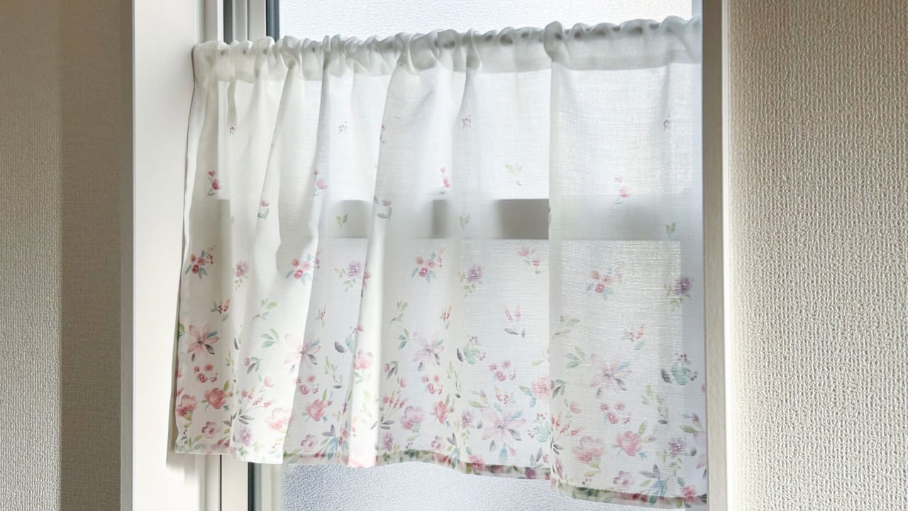Embroidered Rose Sheer Cafe Curtain