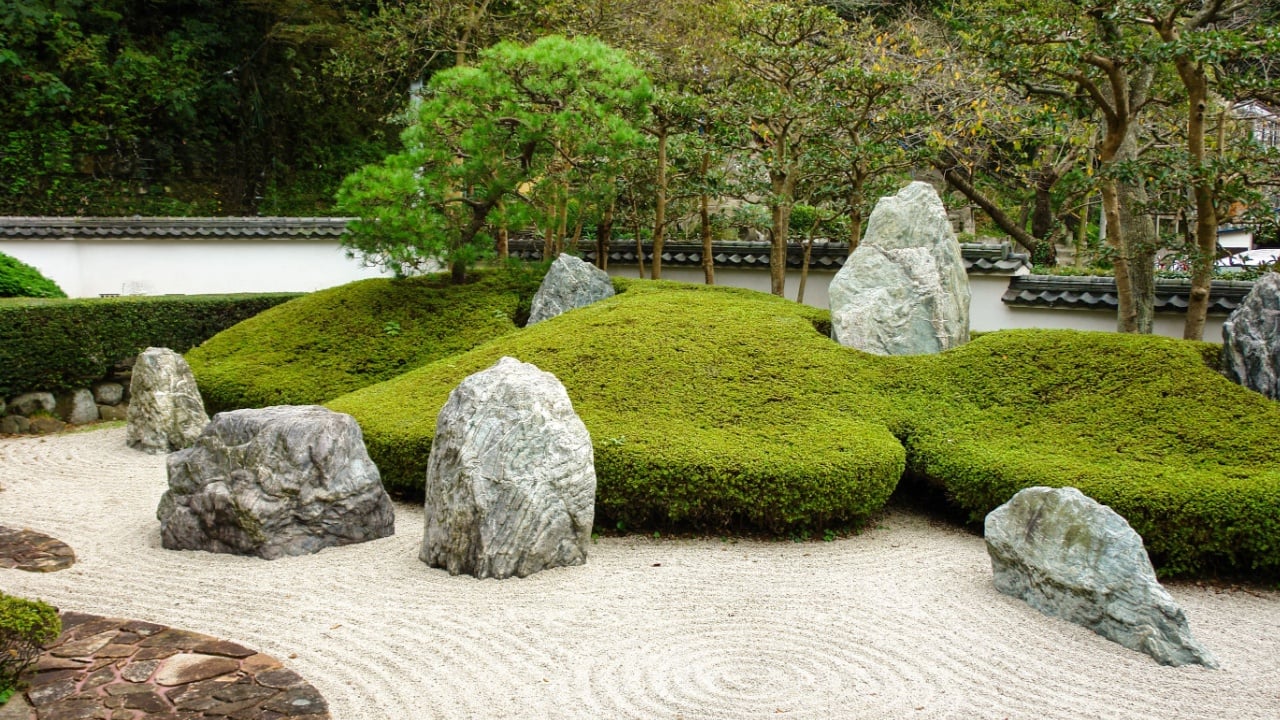 Stones in the sand zen garden