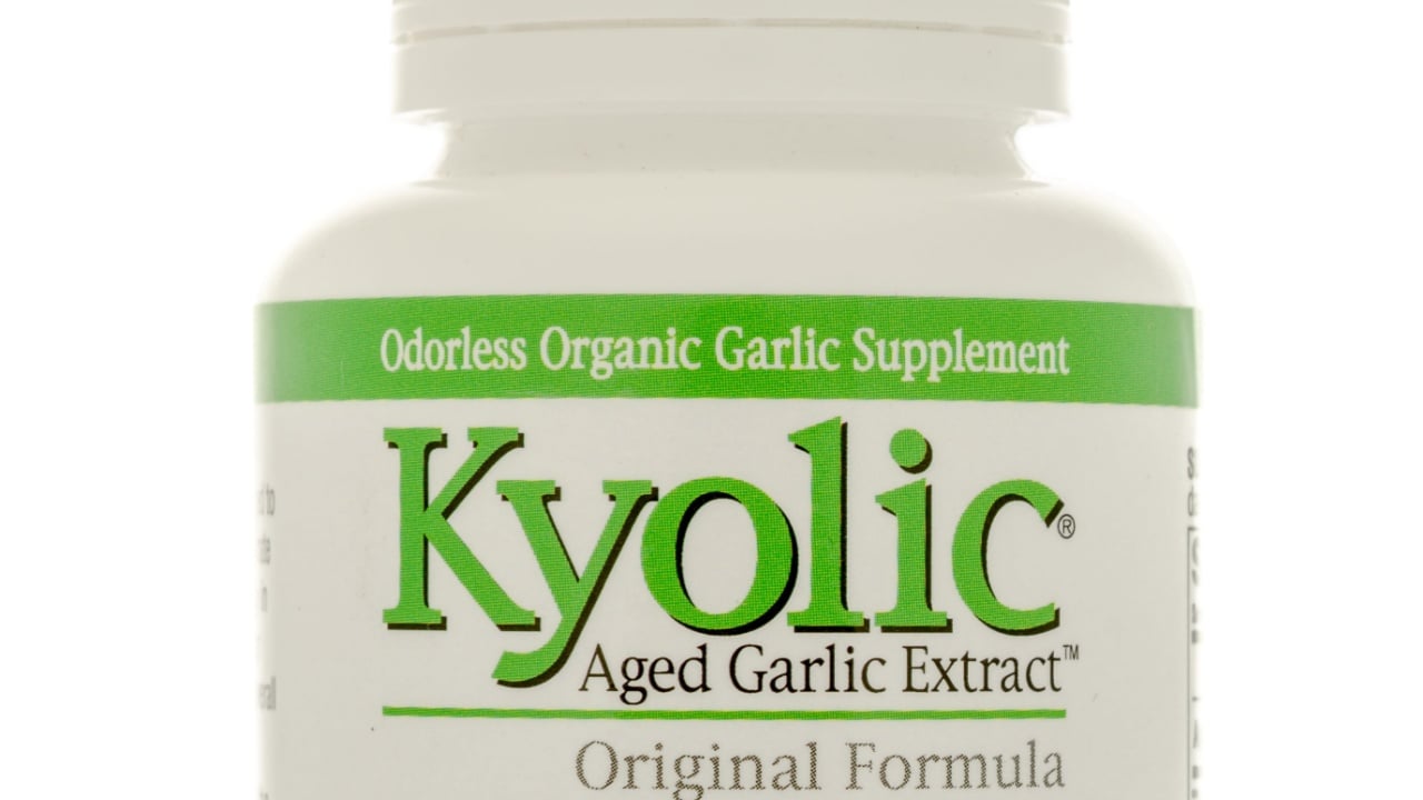 Winneconne, WI - 13 November 2016: Bottle of Kyolic aged garlic extract capsules on an isolated background.