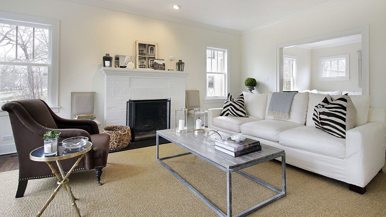 Modern living room with chrome table