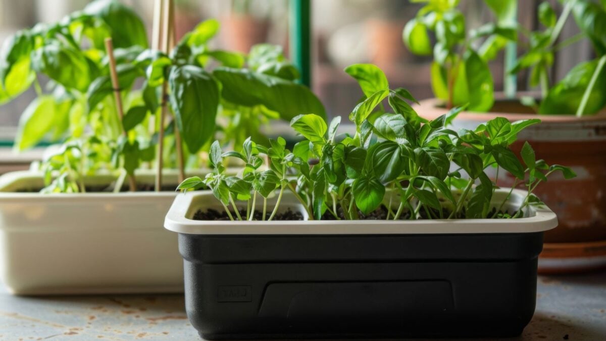 windowsill herbs.